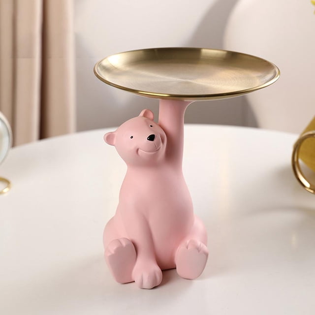 Estatuilla de oso , de joyería, bandeja para llaves, estatua de oso decorativa, esculturas, adorno, escultura de Animal, decoración de mes El 13x10x18cm BLESIY Estatua de oso