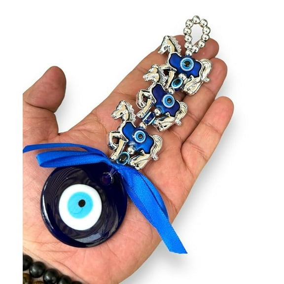 Swadeshi Desire Turkish Feng Shui Vastu Blue Glass Evil Eye Hanging/Door Hanging Nazar Batu for Protection and Good Luck