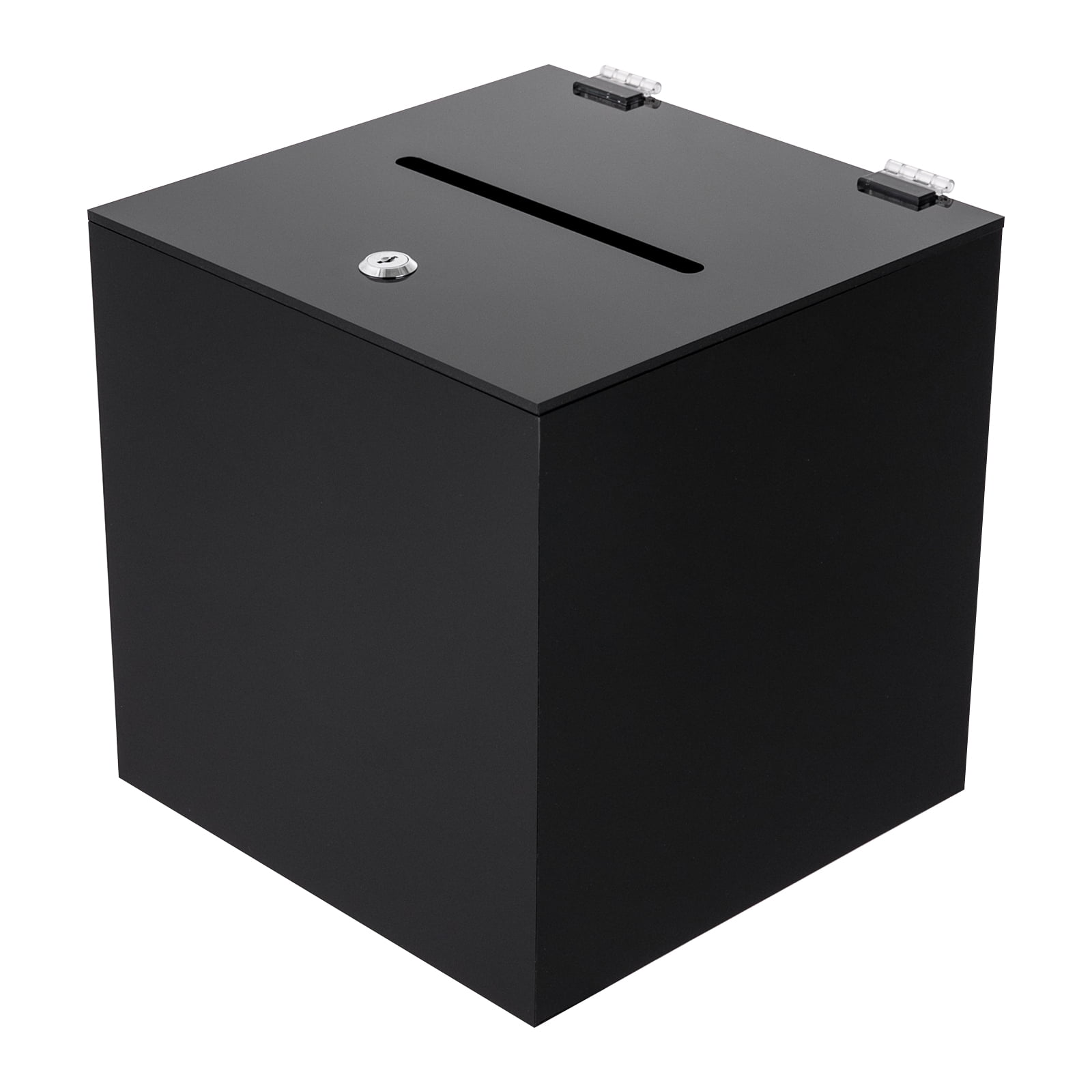 Modern Suggestion Box with Lock Acrylic Donation Box, Black Money Storage Square Container for Voting, Charity