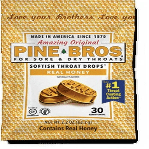Pine Bros. Throat Drops, Real Honey, Softish Texture, 30 Count, Pack of 24