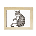 thumbnail image 1 of Pintura acuarela gato miaoji Dragon Li Escritorio de madera Arte Pintura 6x8 pulgadas marco de foto foto, 1 of 4