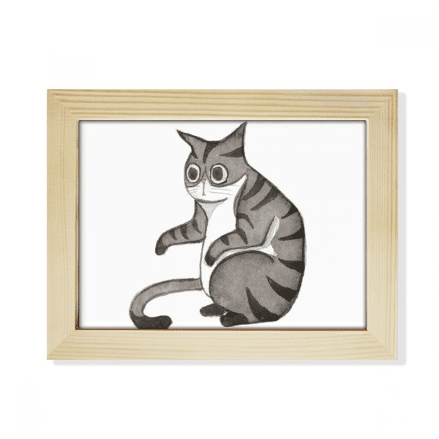 Pintura acuarela gato miaoji Dragon Li Escritorio de madera Arte Pintura 6x8 pulgadas marco de foto foto