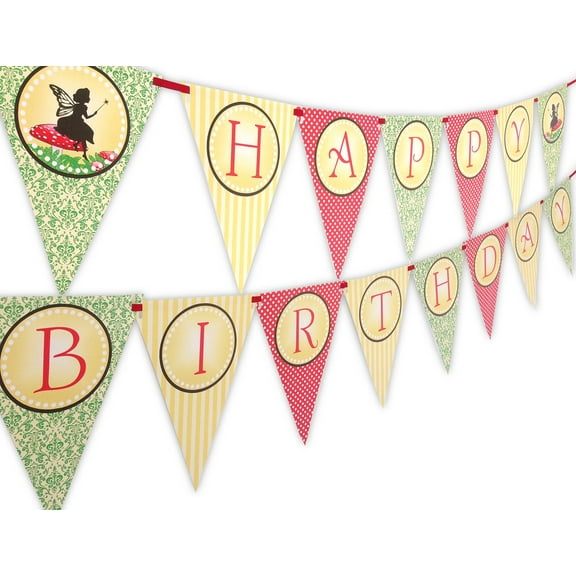 Woodland Fairy Happy Birthday Banner Pennant