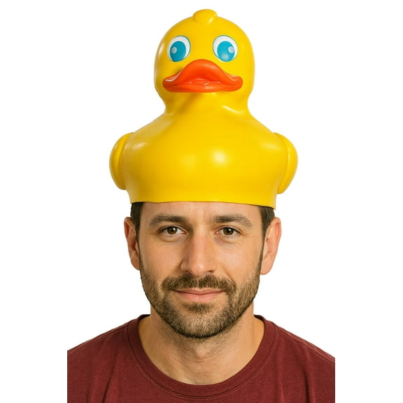 Classic Yellow Rubber Duck Costume Hat Halloween Accessory Adult Duck Head Design 21-Inch Size