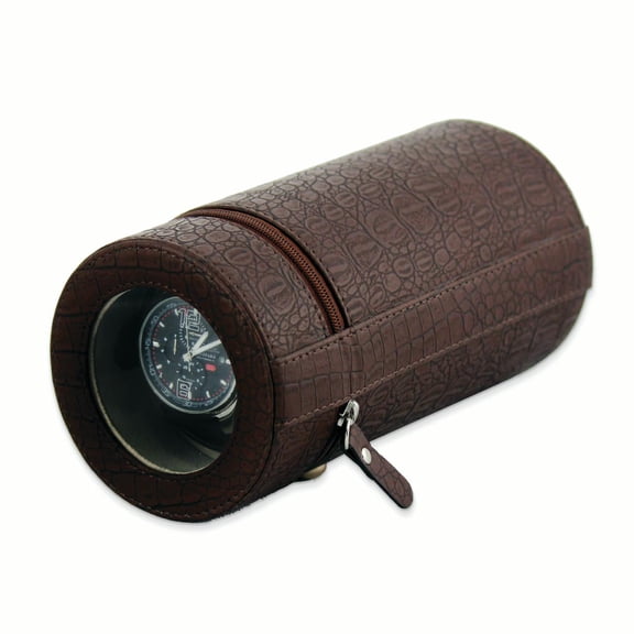 Rotations Brown Croco Texture Faux Leather Travel Watch Winder
