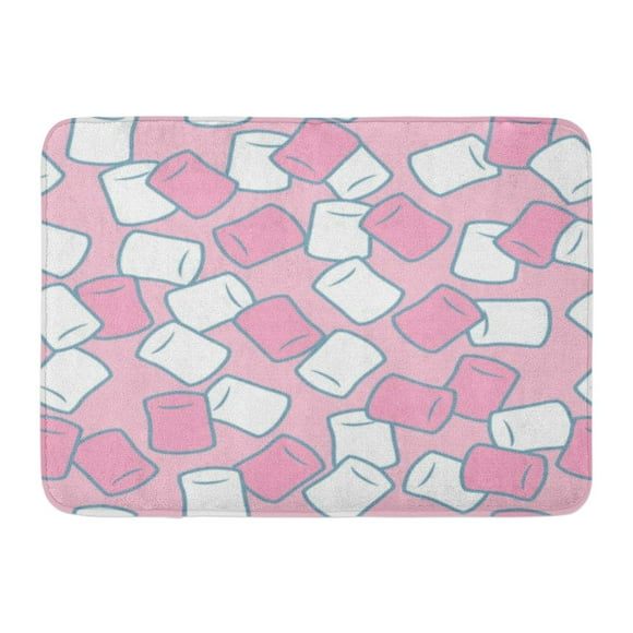 YUSDECOR Colored Colorful Candy Marshmallow Pink and White Pattern Green Chewy Delicious Rug Doormat Bath Mat 23.6x15.7 inch