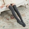 thumbnail image 7 of BLOCLOALO Thigh High Stockings Cotton Socks 1 Pair Solid Color Thigh High Socks Cotton Over Knee Socks Knit Long Stocking Knee High Socks forBoots Extra Long Socks Sports Socks Dark Grey One Size, 7 of 7