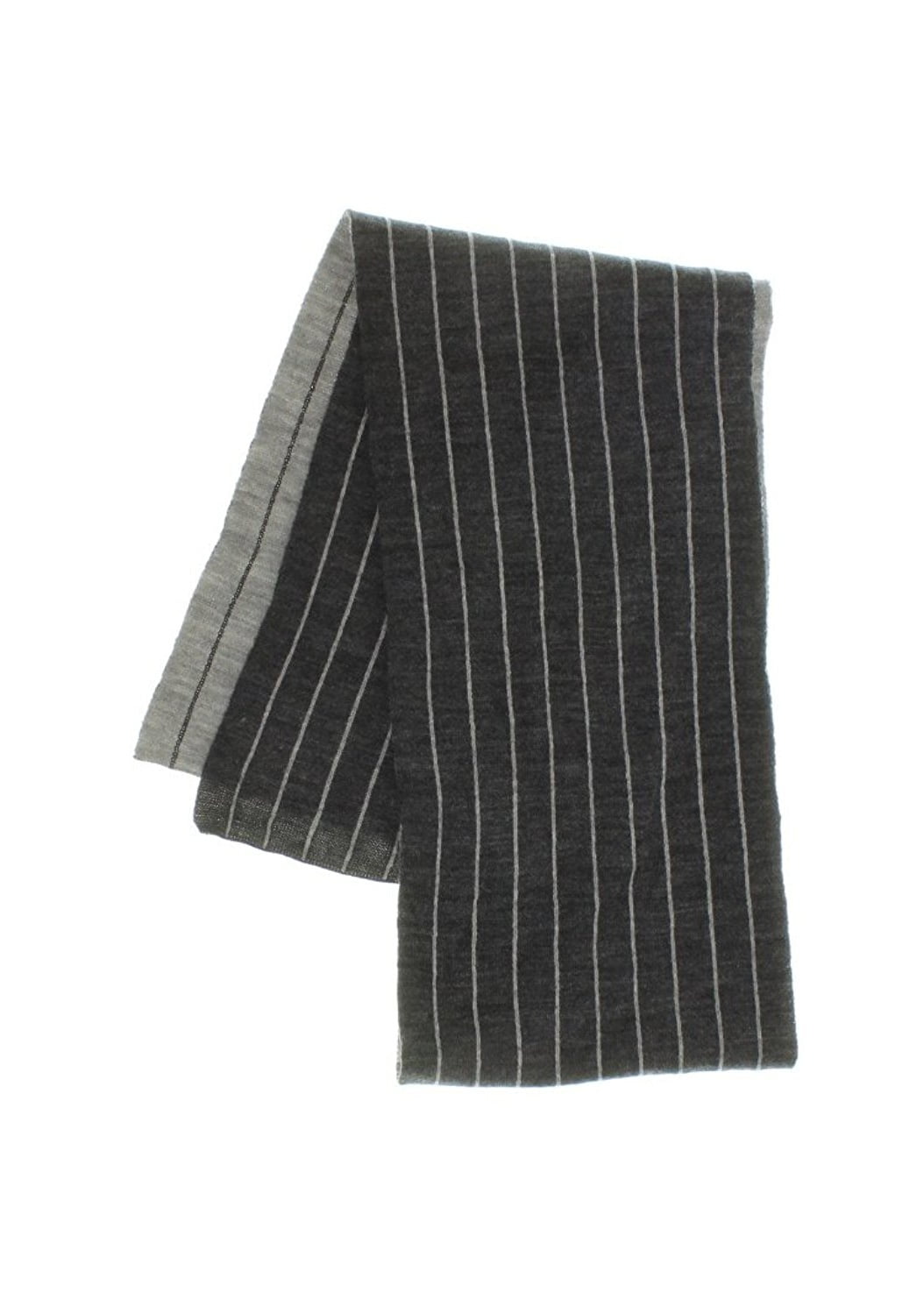 Chaps Unisex Reversible Pinstriped Knit Scarf Gray One Size