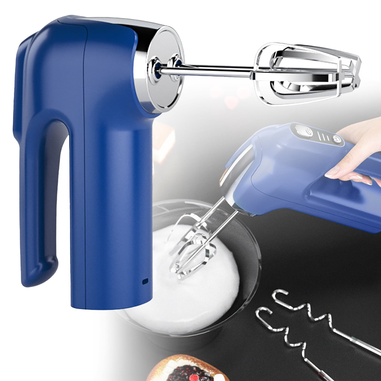 3 Speed Hand Mixer, USB Charging Handheld Electric Whisk, with 3 Speed Modes, Includes 2 Detachable Stir Whisks, for Egg, Coffee, Beating, Lightweight and Portable