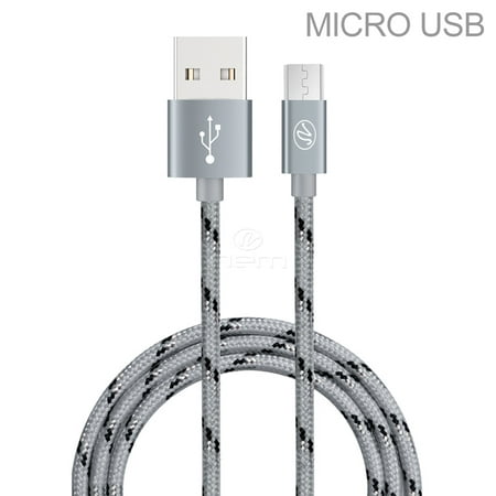TracFone LG Pulse / Ultimate 2 Premium High Quality 10 Feet Braided GRAY Fast Micro USB Data Sync + Charging