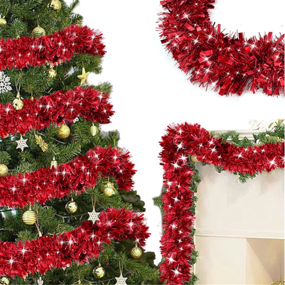 Holiday Time Tinsel Garland Red/Green Sparkle 15 feet Brand New 