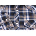 thumbnail image 3 of Men’s Western Pearl Snap Button Down Casual Long Sleeve Plaid Cowboy Shirt (#7 Blue/White, 4XL), 3 of 3