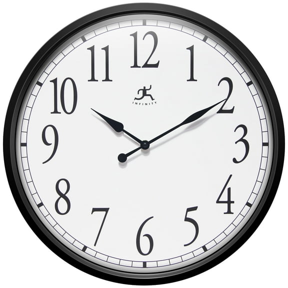 Infinity Instruments Bromidic Metal 16" Business/Office Indoor Wall Clock with Quartz Movement for Accurate Timekeeping, Black