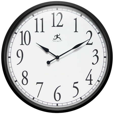 Infinity Instruments Bromidic Metal 16 Business/Office Indoor Wall Clock with Quartz Movement for Accurate Timekeeping, Black