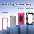 thumbnail image 3 of Heavy Duty Shockproof Case for Samsung Galaxy Tab S11,Anti drop silicone+PC Layer Protective Case 360 ° Rotating Square Handle Stand With Shoulder Strap,Rose pink,For Galaxy Tab S11, 3 of 7