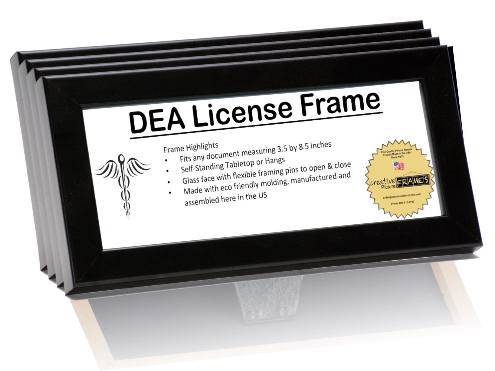 DEA License Frame Collection Displays any 3.5 by 8.5 inch Document on
