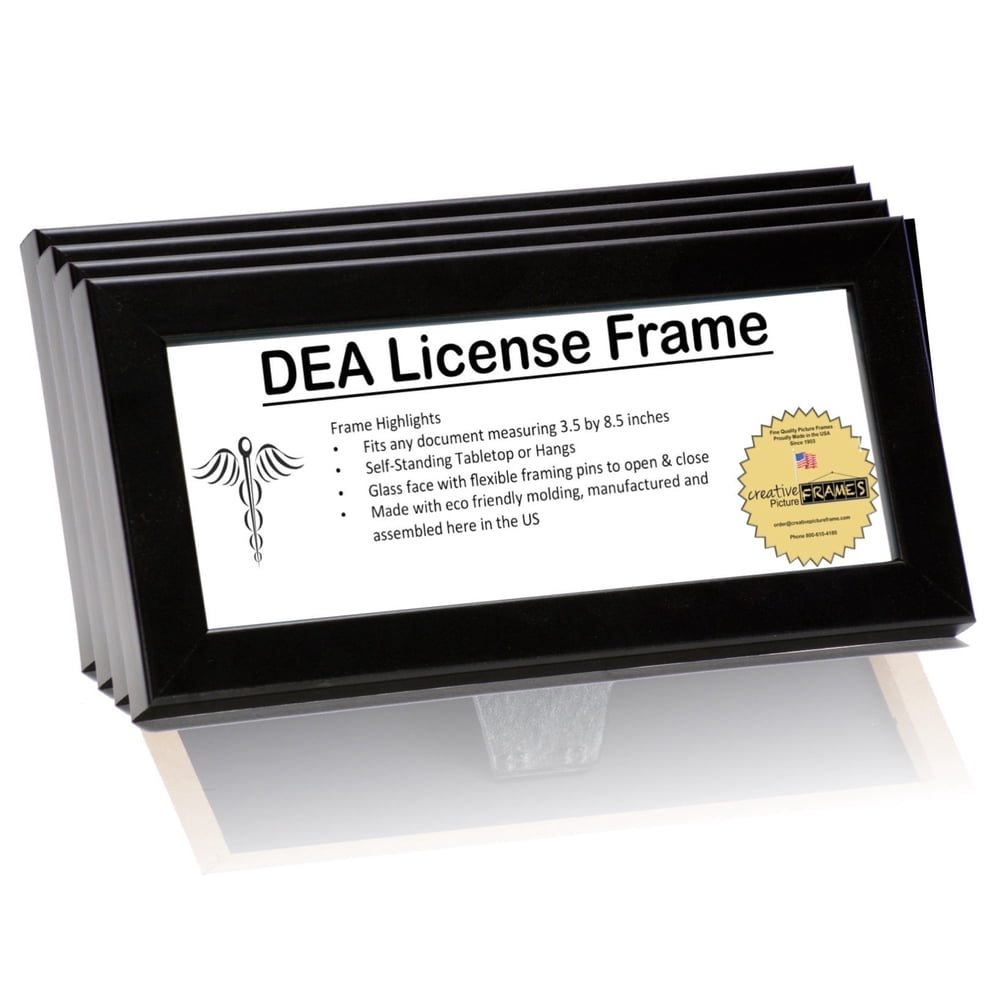 DEA License Frame Collection Displays any 3.5 by 8.5 inch Document on