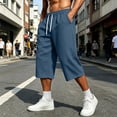 thumbnail image 2 of QIbmong Capri Sweatpants for Men Comfy Elastic Waist Drawstring Active Pants Breathable Summer Shorts with Pockets, 2 of 9