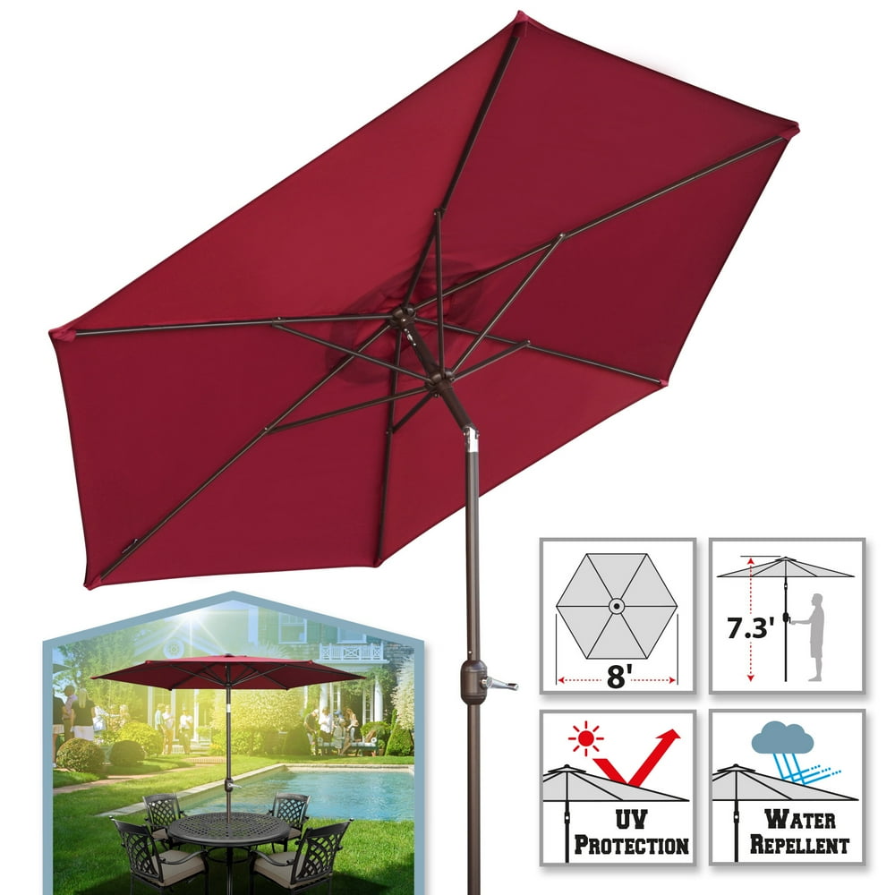 Sunrise 8' Outdoor Patio Umbrella Garden Parasol Market Sunshade with
