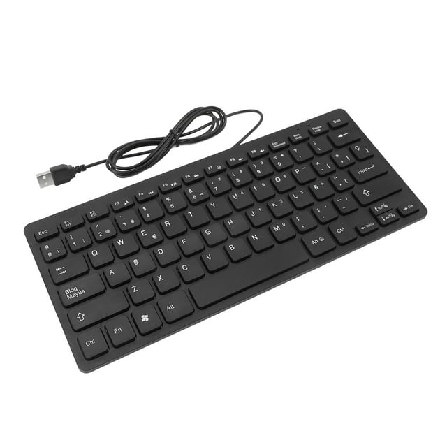 Ultra Thin 78 Keys Wired Keyboard Plug and Play USB Compact Keyboard, Proof for English Bilingual Users with Scissor Switch Technology, Surprise At Anytime or Anywhere