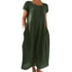 thumbnail image 2 of Vestido informal de mujer, de manga corta, cuello redondo, holgado y con bolsillos, en color liso., 2 of 5