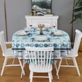 thumbnail image 2 of Blue Geometric Triangle Diamond Pattern Round Tablecloth 60"x60",Wrinkle Wipeable Table Cloth for Kitchen Dining Room Picnic Patio Party, 2 of 6