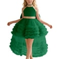 thumbnail image 2 of LYHaoo Girls Dress With Train Tiered Neck Gown For Pageant Recital Performance And，Girls Floral Dresses Sizes 2-3 Years Green, 2 of 6