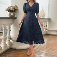 thumbnail image 4 of 2024 Nouvelle Robe Rétro Élégante à Manches Courtes Col en V Taille Haute Printemps Été Vestido, 4 of 5