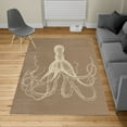 thumbnail image 2 of Octopus Turkish Area Rug, Monochrome Marine Animal Tentacles in Sketch Subaquatic Life Art, Soft Carpet for Living Room Decor with Distressed Look, 5.2' X 7.6', Sepia Beige, by Ambesonne, 2 of 4