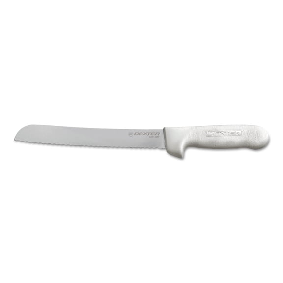 Dexter-Russell S162-8SC-PCP 8" Scalloped Bread Knife, High Carbon Steel Blade, Sani-Safe and Slip-Resistant White Polypropylene Handle, Made in USA‌‌​‌