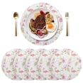 thumbnail image 5 of Ryvnso Flamingo Flowers Round Plate Mats Dining Table Placemat Set of 4 for Holiday Decoration, 5 of 7