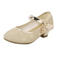 thumbnail image 2 of Girls' Leather High Heel Dress Shoes with Crystal Bow Accent and Soft Sole, 2 of 7