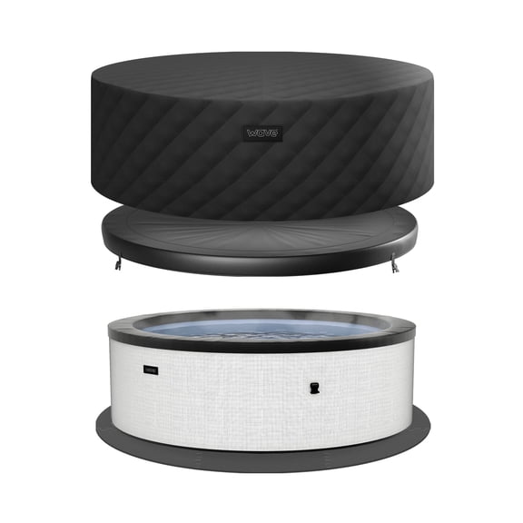 Wave Tahoe 4 Person Eco-Foam Round Hot Tub EnergySave Bundle with 70 Aquajet Massage System | Pebble White