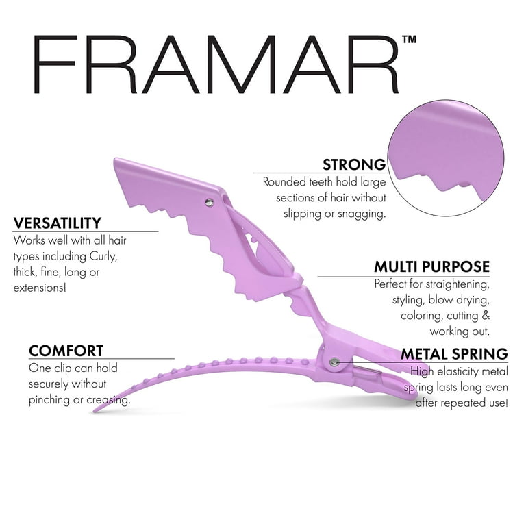 Framar Gator Grips Pink Hair Clips for Styling, Hair Clips for Women