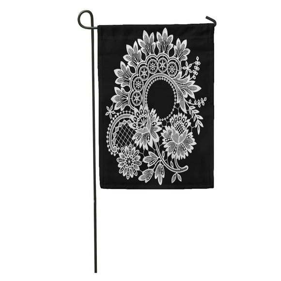 NUDECOR Pattern Lace Cipcle Ornate Floral Wedding Doily Traditional Victorian Greeting Garden Flag Decorative Flag House Banner 12x18 inch