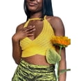 thumbnail image 3 of VISgogo Tops cortos para mujer, cuello halter, sin mangas, cruzado, cruzado, de color sólido, de punto, camiseta delgada para damas VISgogo moda, 3 of 9