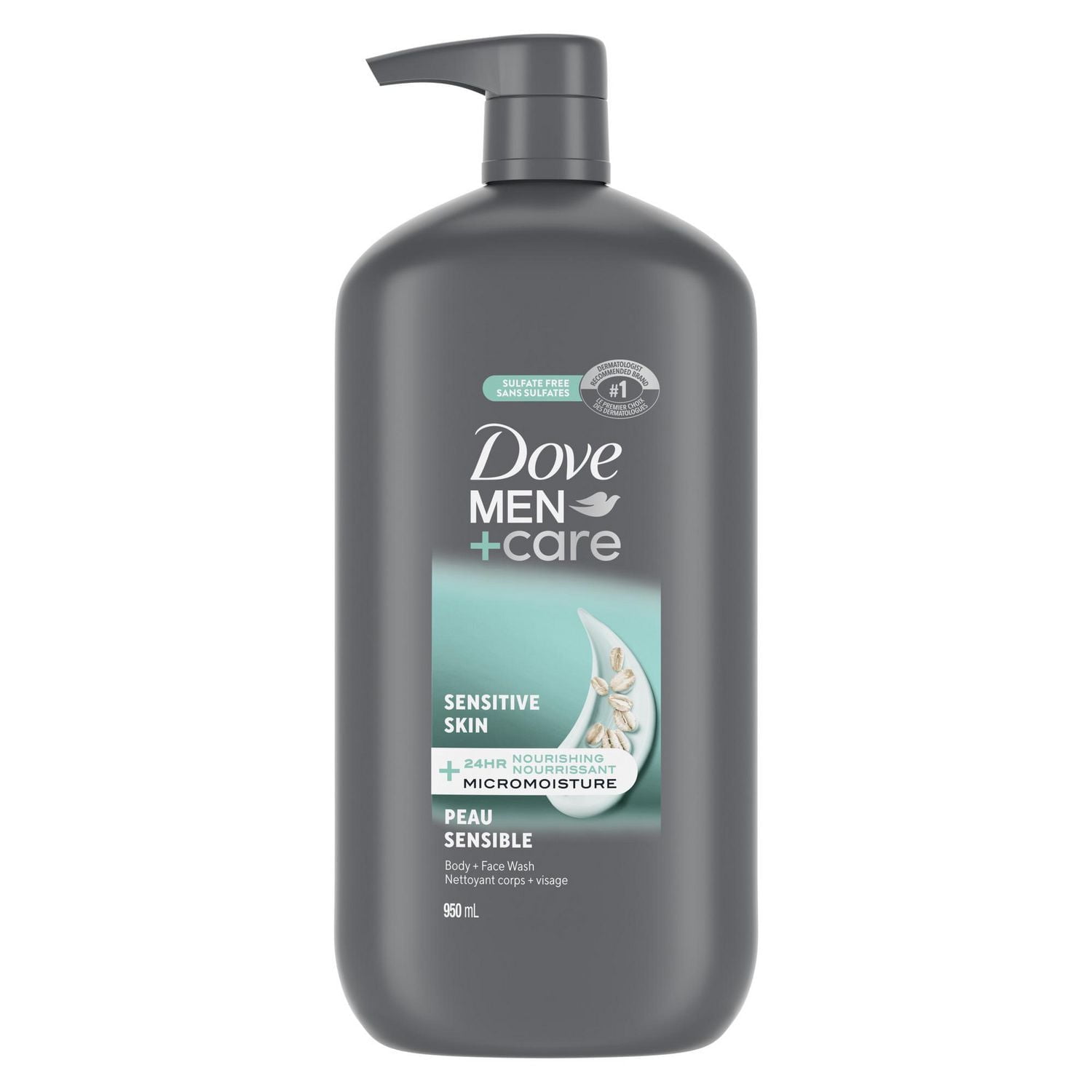Dove Men+Care Sensitive Shield Body and Face Wash with 24-Hour Nourishing Micromoisture Technology Body Wash for Men, 950mL, 950mL