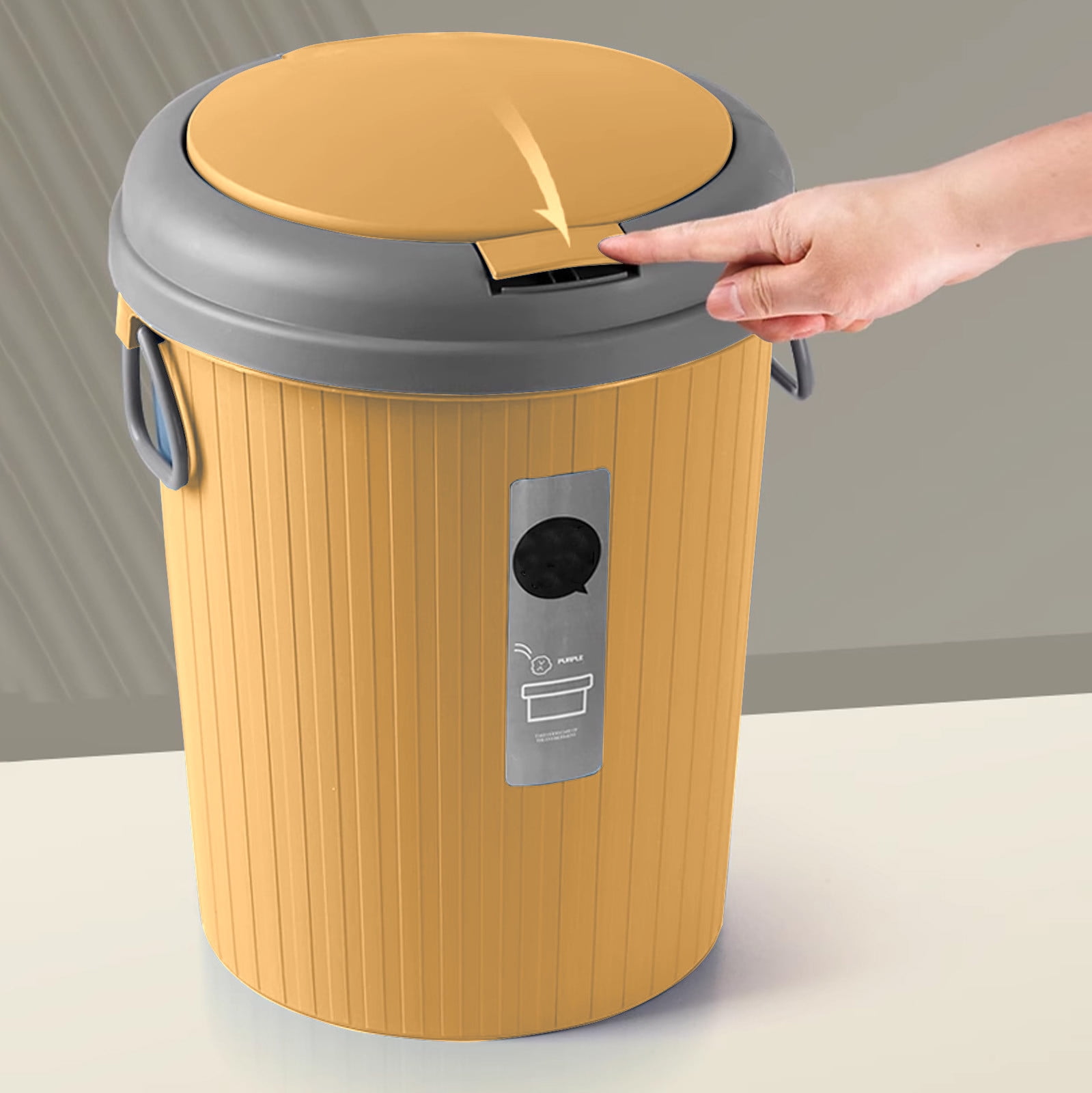 Bwiyojiz Kitchen Accessories Bathroom Trash Can Large Capacity 6L Living Room Round Thickened, Gifts for Sister, Yellow