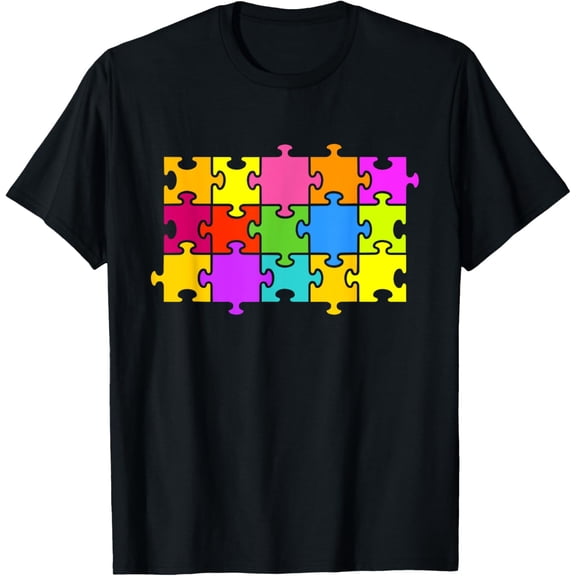 Playful Comfort Tee - Jigsaw Puzzle Gifts Unisex-Adults Black Puzzle Pieces T-Shirt Medium