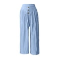 thumbnail image 4 of Aihuaihua Palazzo Pants for Women Casual Summer Wide Leg Cropped Pants Culottes Gaucho Beach Vacation Outfits Light Blue S, 4 of 4