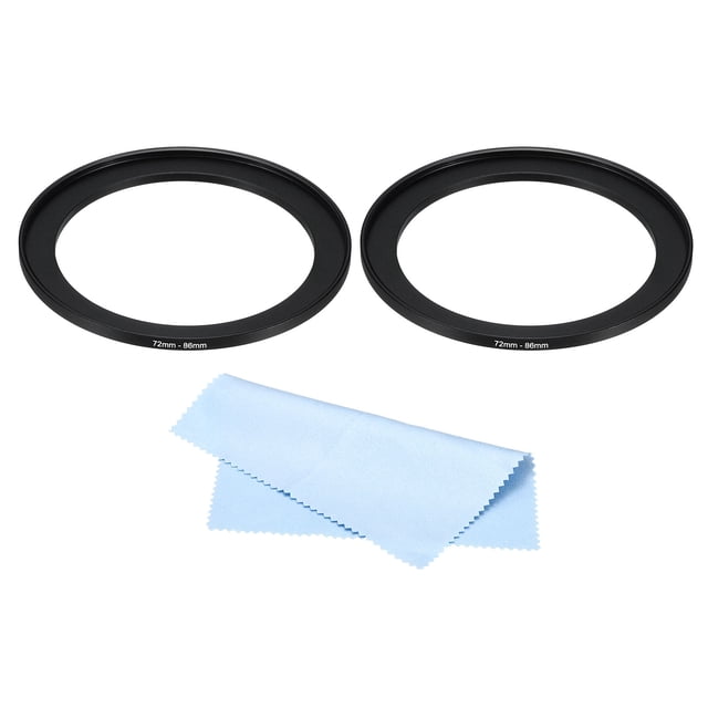 Unique Bargains 72mm-86mm Step Up Ring with Cleaning Cloth, 2 Pack Camera Lens Filter Adapter Ring, Black