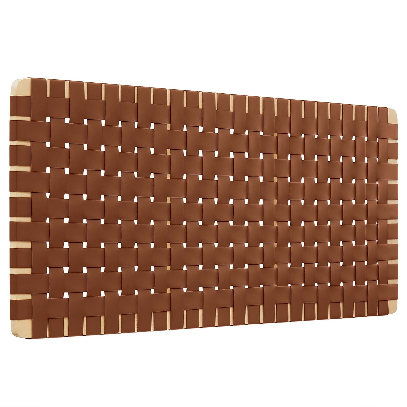 Sparta Weave Vegan Leather Full Headboard in Natural Brown