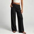 thumbnail image 2 of ANINEO Women's Elegant High Wlex Pleated Wide Leg Pants For Casual Everyday Wear Flat Front Elastic Waist Breathable Easy Comfort Versatile Ladies Solid Color Summer Trousers, 2 of 4