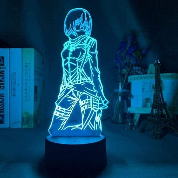 3D Optical Illusion Lamp Attack on Titan Mikasa Ackerman Figure Kids Nightlight for Room Decoration Led Color Night Light Anime Gift -16 Color with