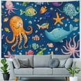 thumbnail image 4 of Orinice Sea Animals Starfish Octopus Tapestry Wall Hanging Unique Style Graphic Tapestries Home Decor for Living Room Bedroom Apartment Dorm Farmhouse 60x50inch, 4 of 6
