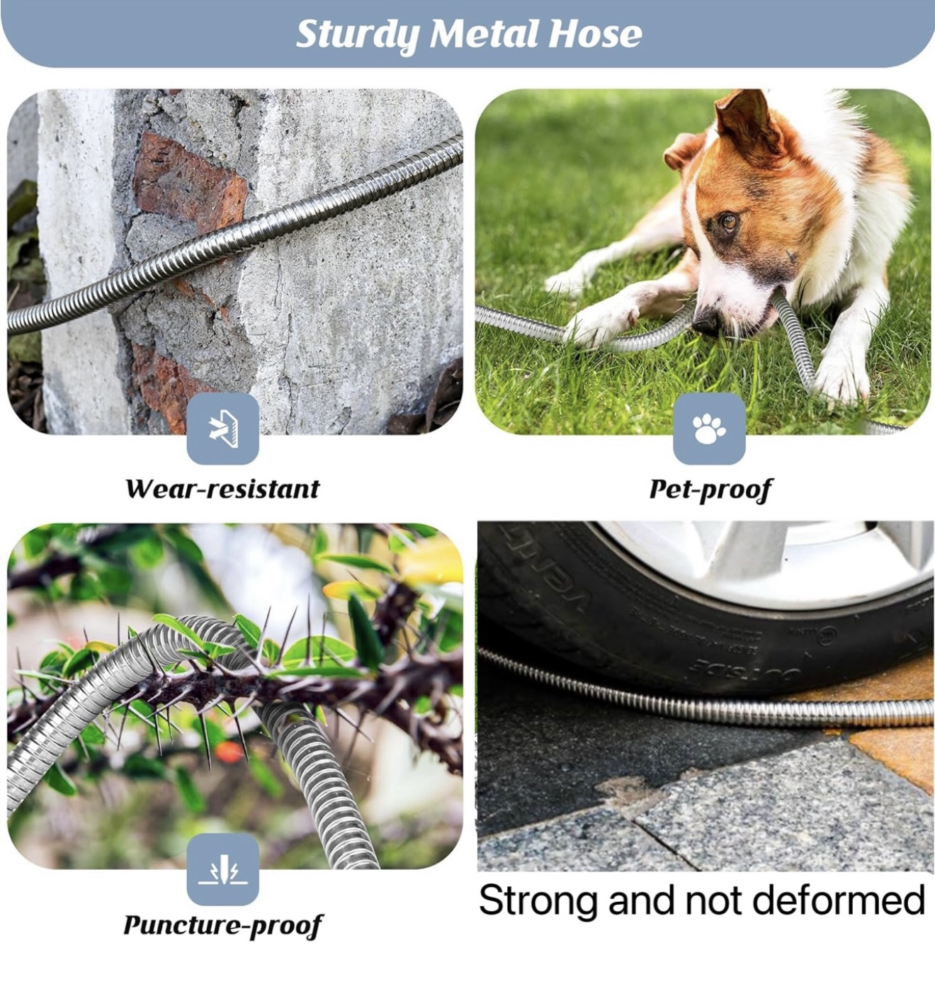 Garden Hose 50FT, Water Hose with 10 Function Nozzle, Garden Hose Metal with Leak-proof Connectors) No-Kink, Lightweight, Puncture-proof, Pet-proof, Sturdy, Hose for Outdoor, Yard