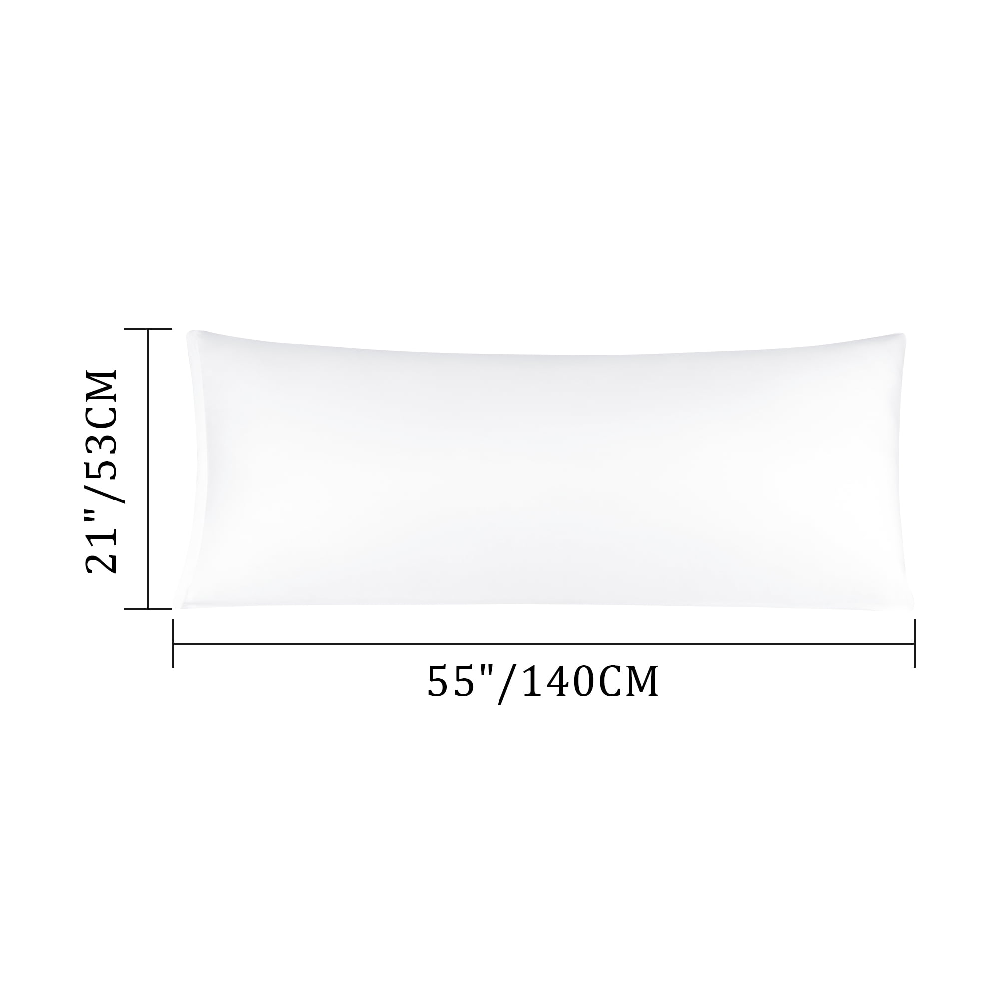 Unique Bargains Egyptian Cotton Zipper Long Body Pillow Cover White 21" x 55"