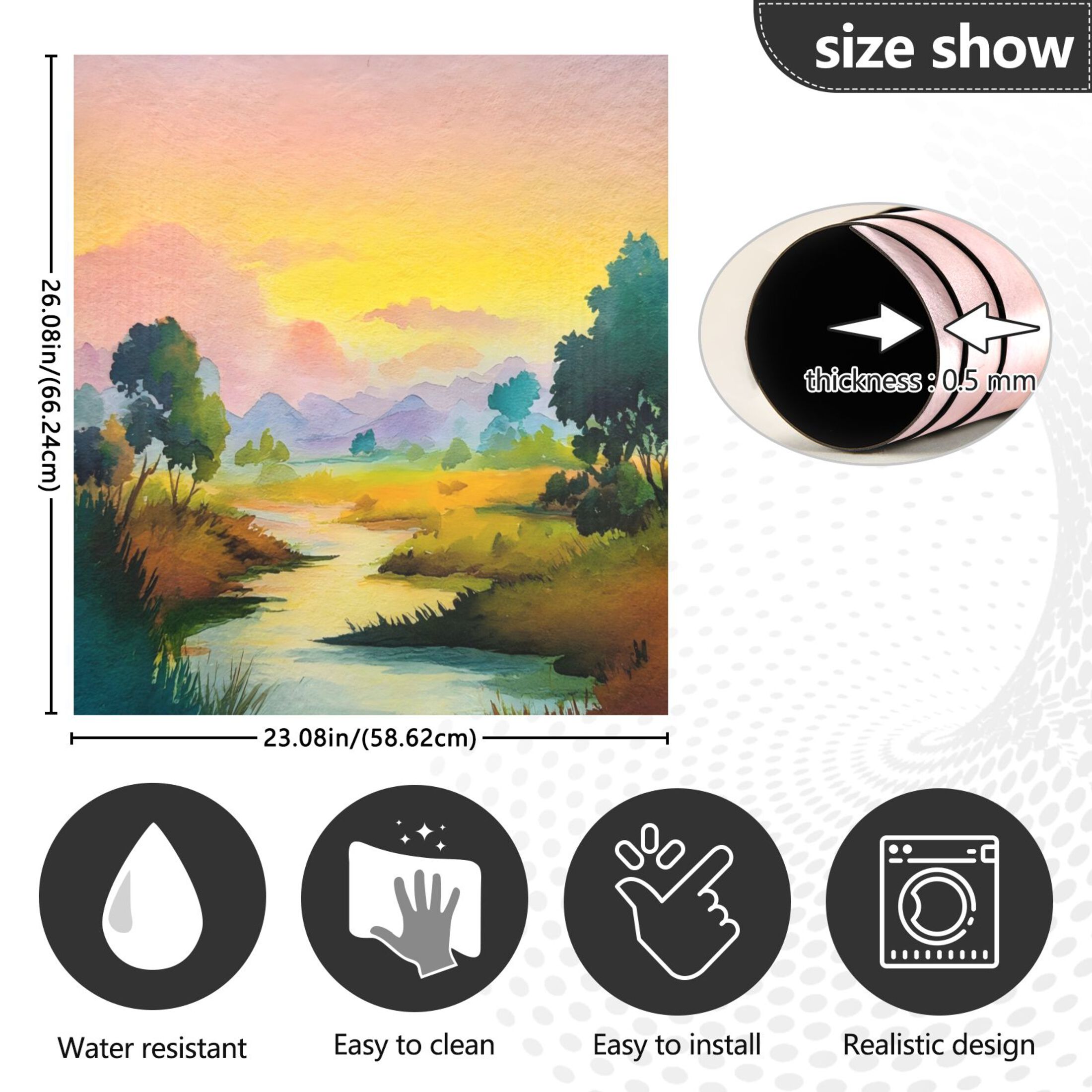 Dishwasher Magnetic Sticker 23x26 Inch Refrigerator Magnetic Sticker Washing Machine Magnetic Sticker Kitchen Panel Magnetic Sticker Home Decor Watercolor Yellow Sky