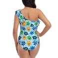 thumbnail image 5 of Haiem Cartoon Monster Women's One Piece Swimsuits Tummy Control One Shoulder Bathing Suits Ruffle Swimwear-Medium, 5 of 8