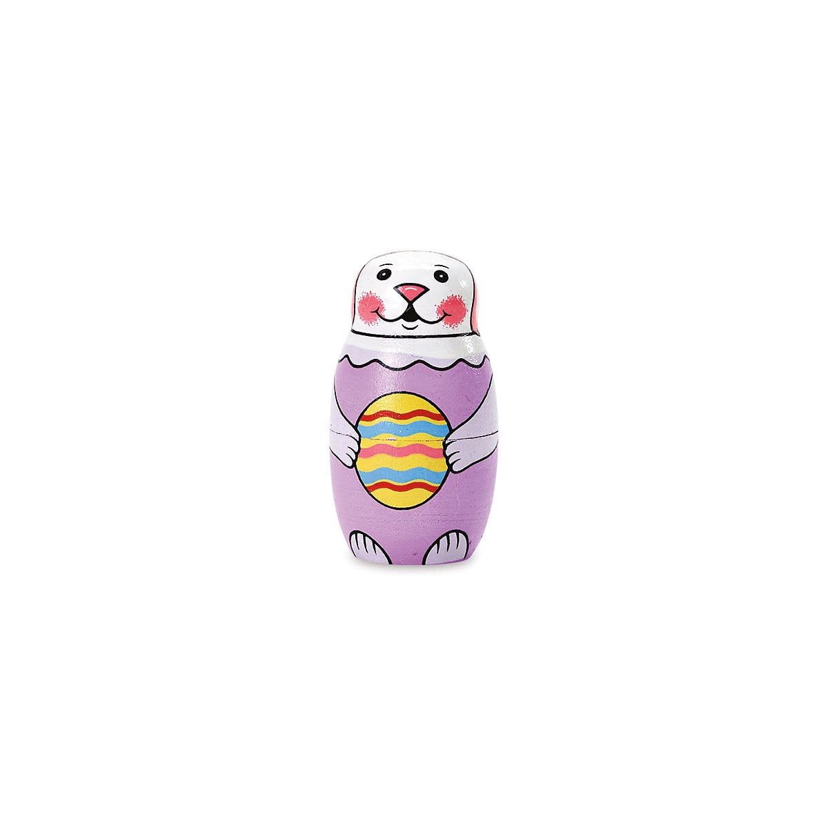 Lillian Vernon Hand Painted Wooden Easter Bunny Nesting Doll Set